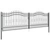 vidaXL Fence Gate with Spear Top with Lock Grey 404 x 125 cm Steel