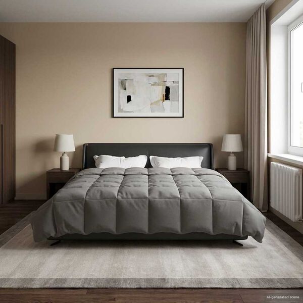 vidaXL Summer Duvet Quilted Light Grey 200 x 240 cm Microfiber