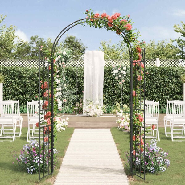 vidaXL Garden Arch Plain Black 115 x 37 x 226 cm
