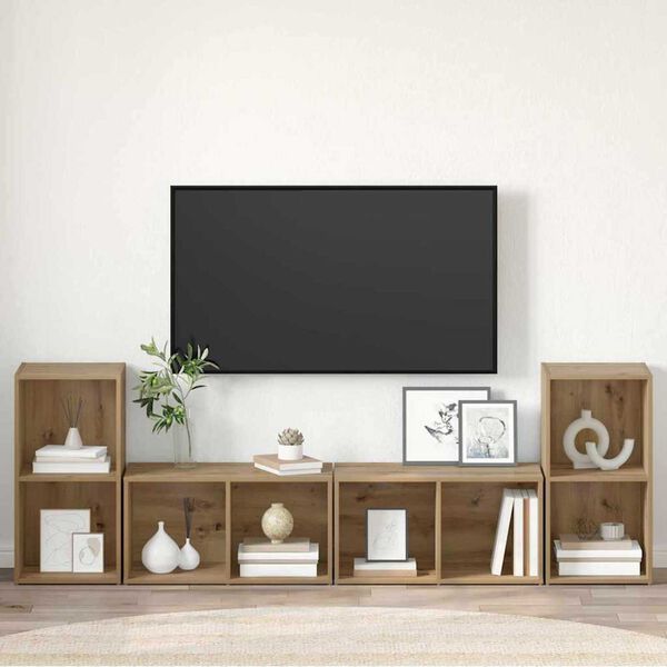 vidaXL TV Cabinet Set Wall-mounted 4 pcs Artisan Oak 37 x 37 x 72 cm