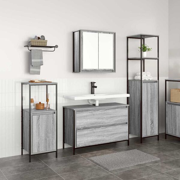 vidaXL Bathroom Furniture Set 3 pcs Grey Sonoma Engineered Wood