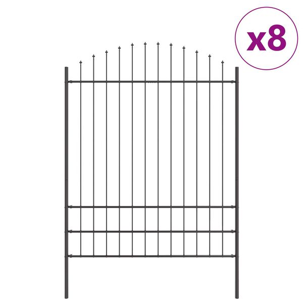 vidaXL Garden Fence 8 pcs Grey 170 x 225 cm Powder-Coated Steel