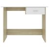 vidaXL Desk White and Sonoma Oak 100x50x76 cm Engineered Wood