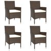 vidaXL Garden Chairs with Cushions 4 pcs Brown Poly Rattan (UK/IE/FI/NO only)