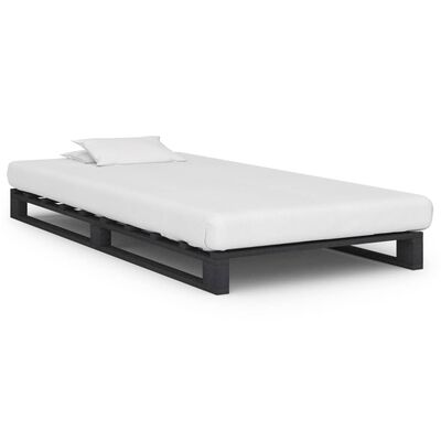 vidaXL Pallet Bed Frame Grey Solid Pine Wood 90x200 cm