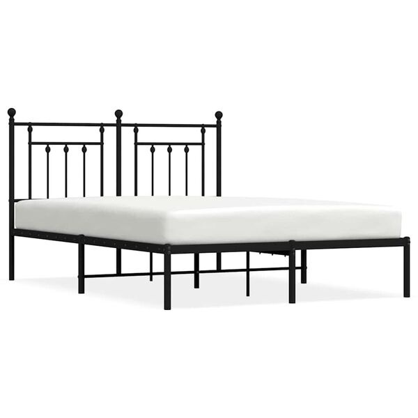 vidaXL Metal Bed Frame without Mattress with Headboard Black 150x200cm
