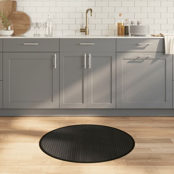 vidaXL Rug Round Black80 cm Bamboo