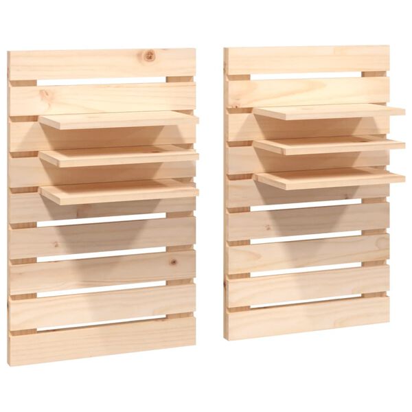 vidaXL Wall-mounted Bedside Shelves 2 pcs Solid Wood Pine