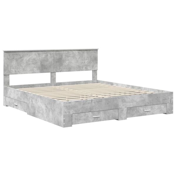 vidaXL Bed Frame Concrete Grey 180 x 200 cm Engineered Wood