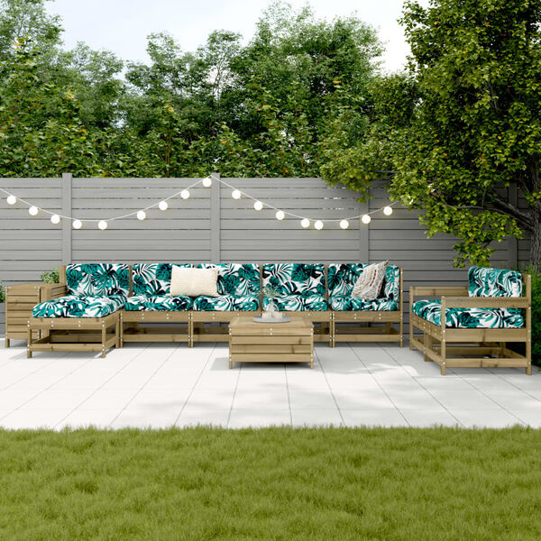 vidaXL 10 Piece Garden Sofa Set Impregnated Wood Pine