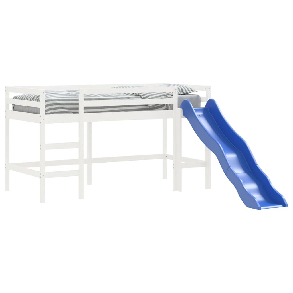 vidaXL Kids Loft Bed with Slide White 80x200 cm Solid Wood Pine