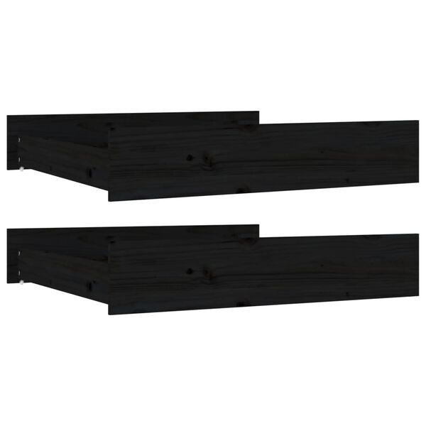 vidaXL Bed Drawers 2 pcs Black Solid Wood Pine