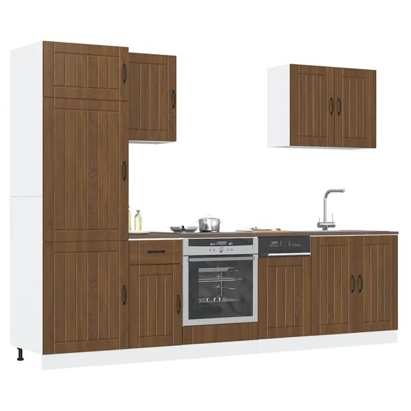 vidaXL 7 Piece Kitchen Cabinet Set Lucca Brown Oak Engineered Wood