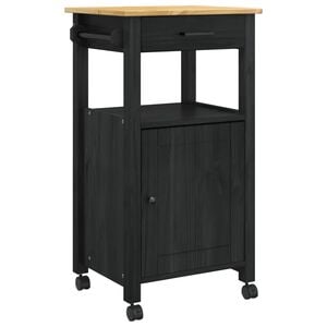 vidaXL Kitchen Trolley Plain Black
