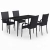vidaXL 5 Piece Garden Dining Set Black