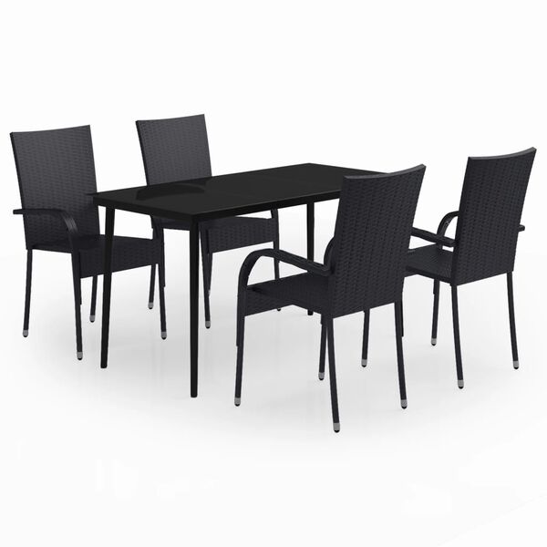 vidaXL 5 Piece Garden Dining Set Black