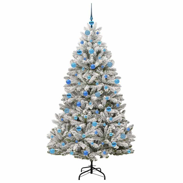 vidaXL Artificial Christmas Tree Green and White 180 cm PVC and Metal