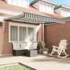 vidaXL Retractable Awning Manual Green and White 300 x 250 cm