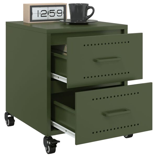 vidaXL Bedside Cabinets 2 pcs Olive Green 36x39x43.5 cm Steel