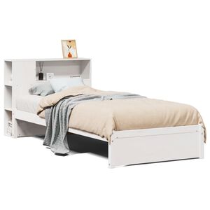 vidaXL Bookcase Bed without Mattress White 75x190cm Small Single Solid Wood Pine