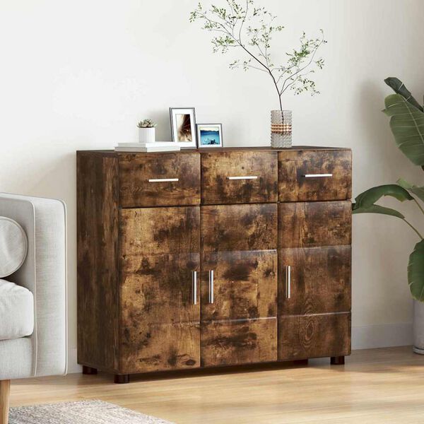 vidaXL Sideboard FLORIN Smoked Oak 88.5 x 30.5 x 73 cm Engineered Wood