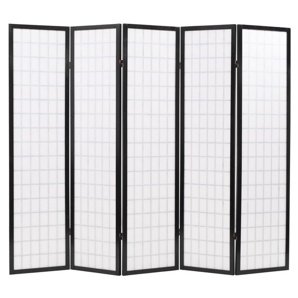 vidaXL Folding 5-Panel Room Divider Japanese Style 200x170 cm Black