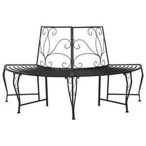 vidaXL Tree Bench 4-Seater 160 x 80 x 89 cm Steel Black Half-round