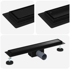 vidaXL 2 in 1 Shower Drain Black 50 cm Stainless Steel 304