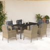 vidaXL 7 Piece Garden Dining Set with Cushions Beige Poly Rattan