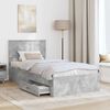 vidaXL Bed Frame with Drawer Concrete Grey 90 x 200 cm Engineered Wood