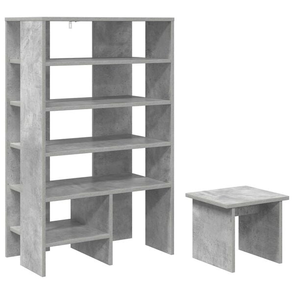vidaXL Shoe Cabinet with Shelf 2 pcs Concrete Grey Engineered Wood