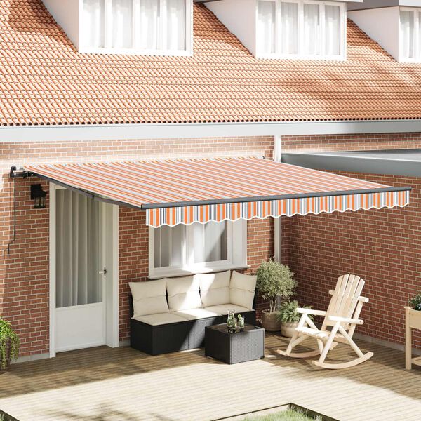 vidaXL Retractable Awning Multicolour 400 x 300 cm Polyester and Steel