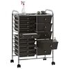 vidaXL XXL 15-Drawer Mobile Storage Trolley Black Plastic