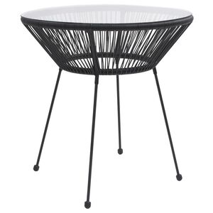 vidaXL Garden Dining Table Black &Oslash;70x74 cm Rattan and Glass