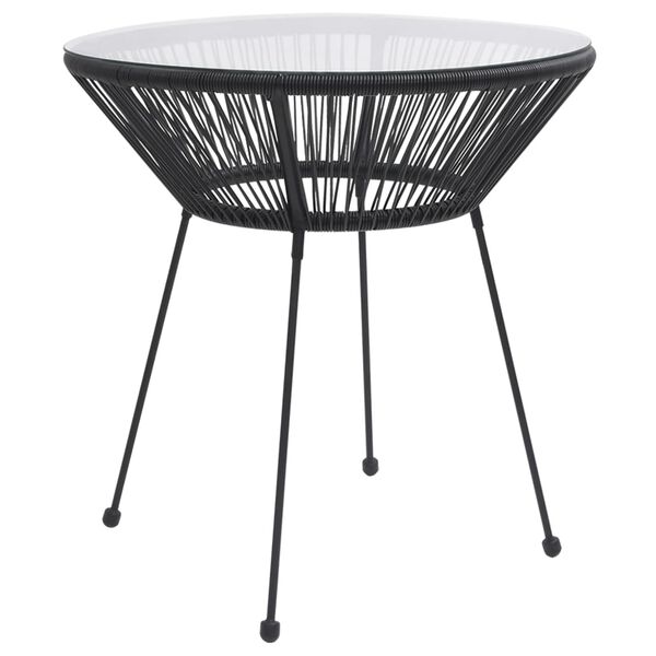vidaXL Garden Dining Table Black &Oslash;70x74 cm Rattan and Glass