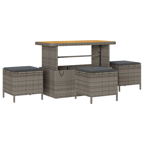vidaXL Garden Dining Set Grey Poly rattan