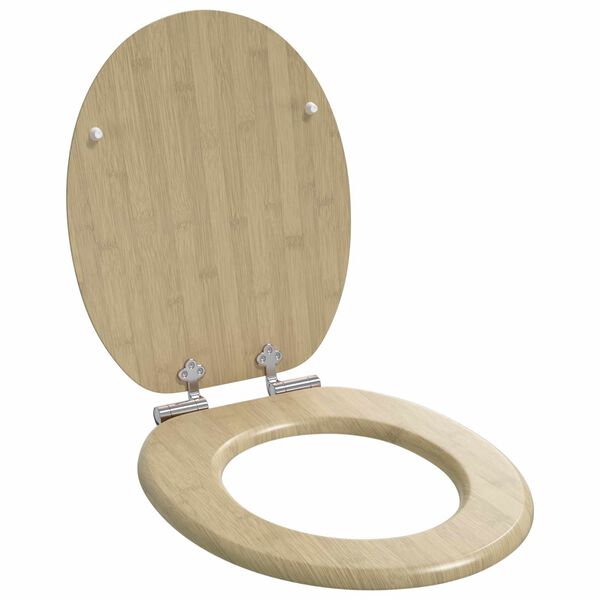 vidaXL Soft-Close Toilet Seat Light Bamboo Color 44 x 38 cm MDF board
