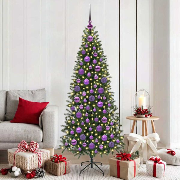 vidaXL Christmas Bauble Set with 300 LEDs 120 pcs Lilac Plastic