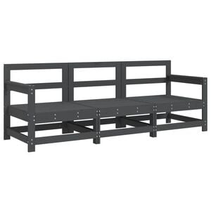 vidaXL 3 Piece Garden Lounge Set Grey Solid Wood Pine