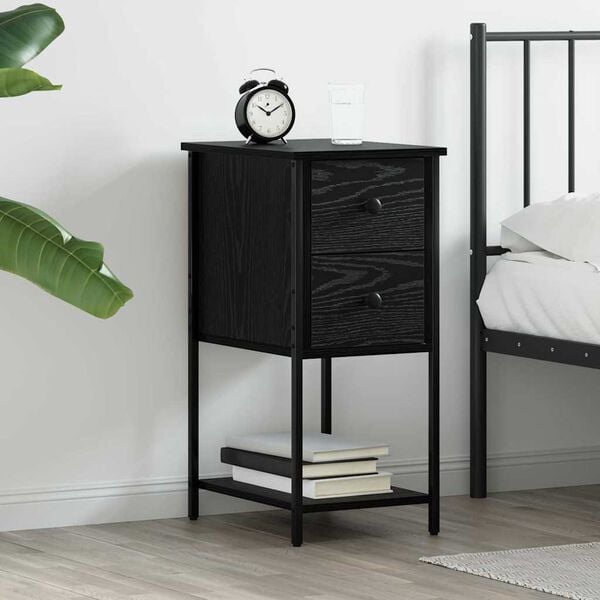vidaXL Bedside Cabinet Black oak 32 x 42 x 70 cm Engineered wood