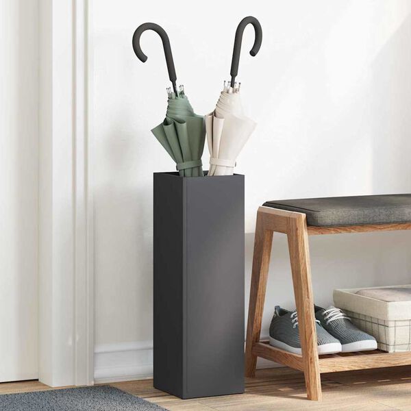 vidaXL Umbrella Stand Black 15.5 x 15.5 x 49 cm Metal