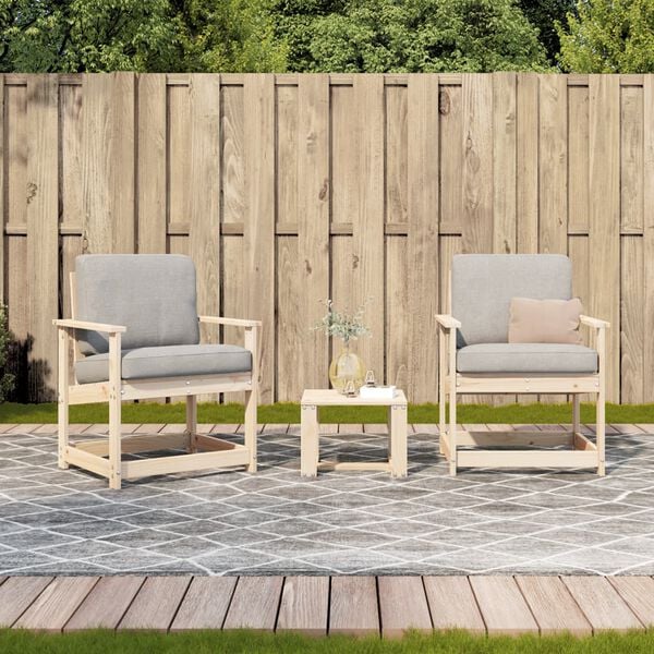 vidaXL 3 Piece Garden Lounge Set Solid Wood Pine