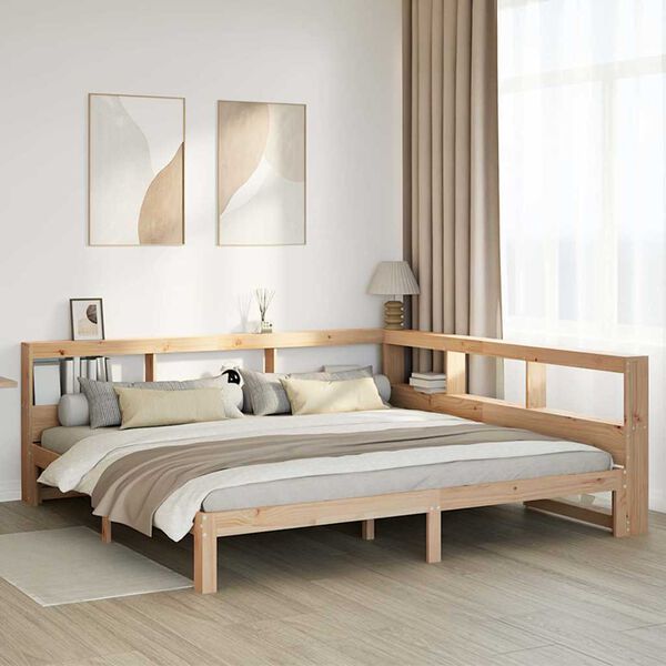vidaXL Bookcase Bed without Mattress 180x200 cm Super King Solid Wood Pine