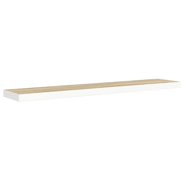 vidaXL Floating Wall Shelf Oak and White 120x23.5x3.8 cm MDF