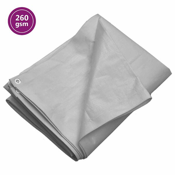 vidaXL Tarpaulin 260 g/m&sup2; 8x12 m Grey HDPE