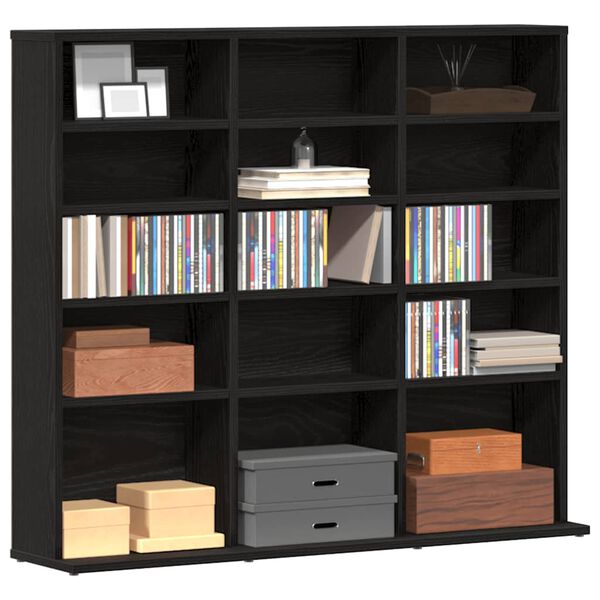 vidaXL CD Cabinet Black Oak 100x23x89.5 cm Engineered Wood