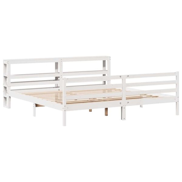 vidaXL Bed Frame without Mattress White 180x200 cm Super King Solid Wood Pine