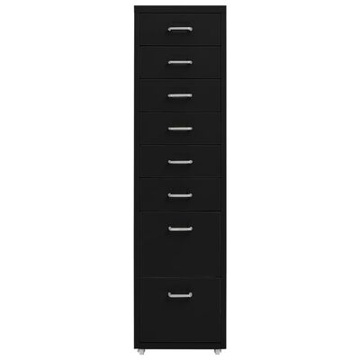 vidaXL Mobile File Cabinet Black 28x41x109 cm Metal