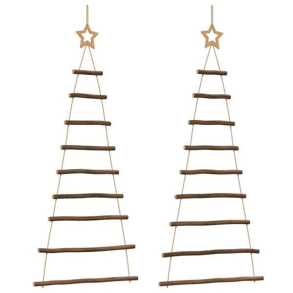 vidaXL&nbsp;Hanging Christmas Trees with Top Stars 2 pcs 55x120 cm Natural Branch