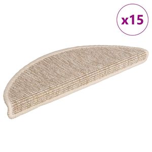 vidaXL Stair Mats 15 pcs 56x17x3 cm Light Beige Half Round